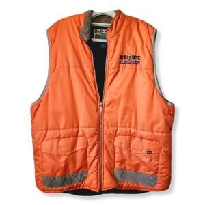 VTG 90s Men DLO NYC Orange Zip Vest 3X Urban Workwear Hip Hop Streetwear